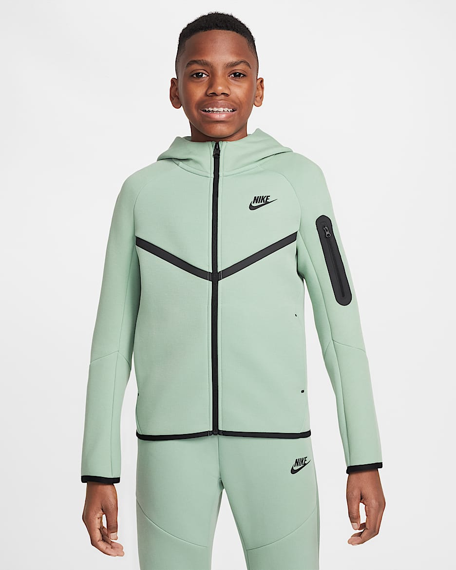 Hoodie com fecho completo Nike Sportswear Tech Fleece Júnior - Steam/Preto/Preto