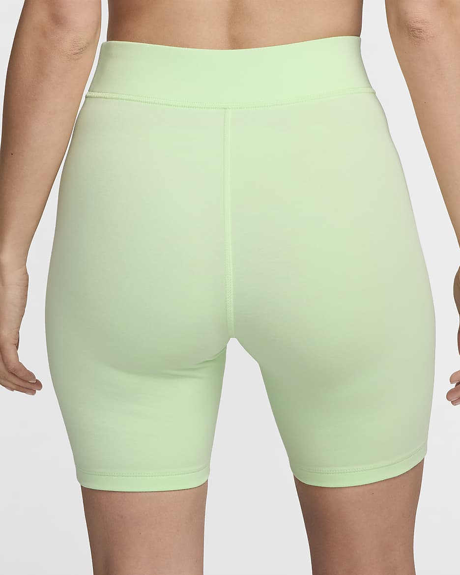 Nike Sportswear Classic Bike-Shorts mit hohem Taillenbund für Damen (ca. 20,5 cm) - Vapor Green/Sail