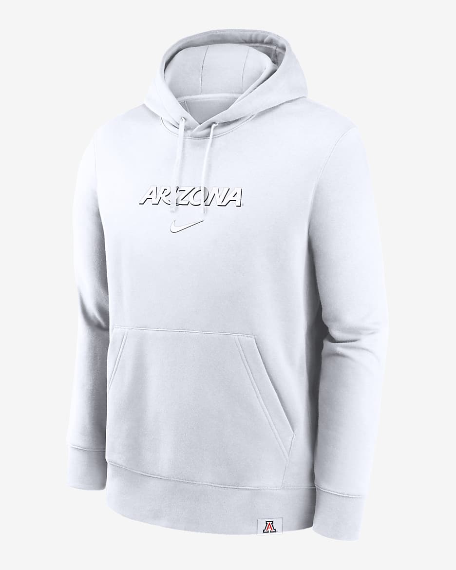 Arizona Wildcats Statement Wordmark Lockup Heavyweight Men's Nike College Pullover Hoodie - White