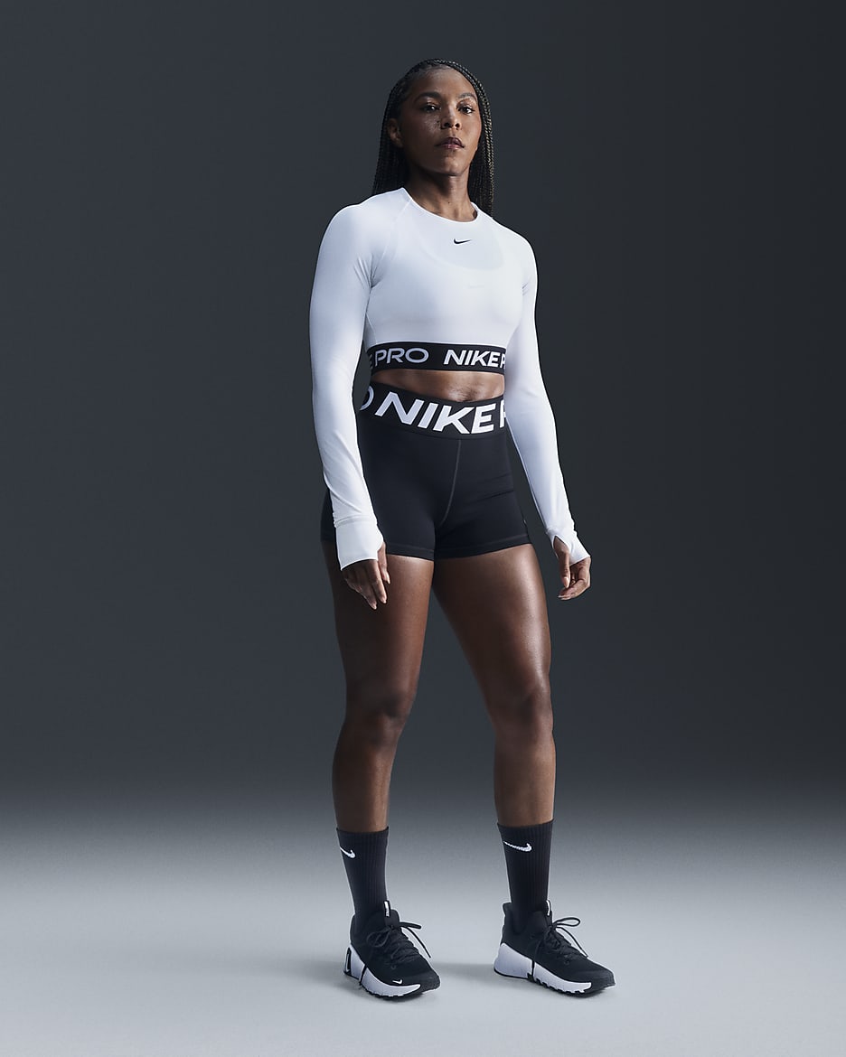 Cykelshorts Nike Pro Sculpt med hög midja 7,5 cm för kvinnor - Svart/Vit