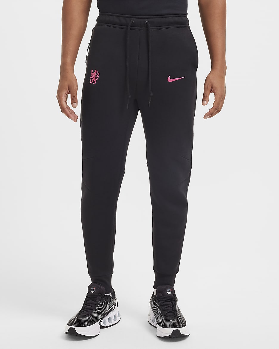 Chelsea F.C. Tech Third Men's Nike Football Fleece Joggers - Black/Pink Prime