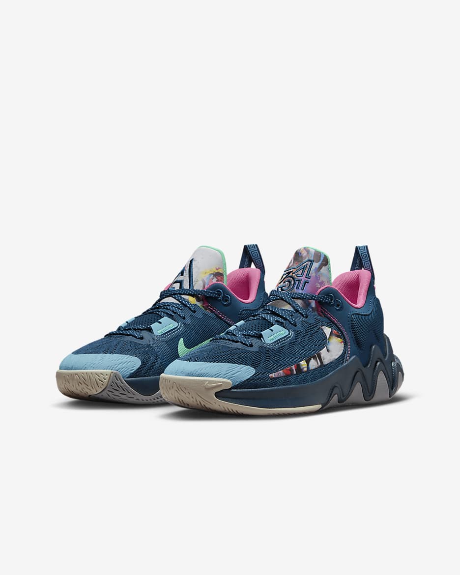 Giannis Immortality 2 SE Older Kids' Basketball Shoes - Valerian Blue/Pinksicle/Particle Grey/Green Glow