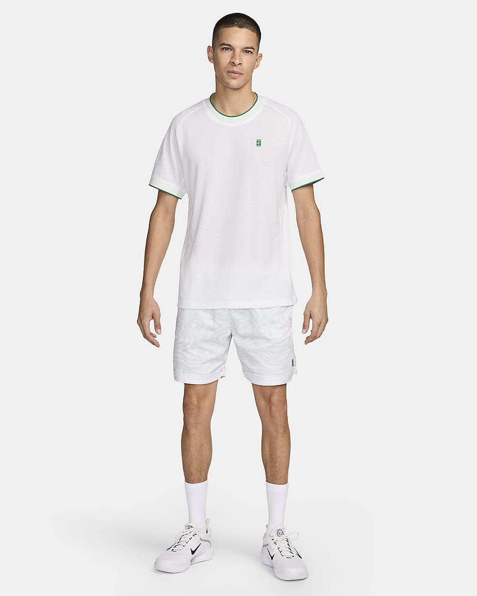 Haut de tennis à manches courtes NikeCourt Heritage pour homme - Blanc