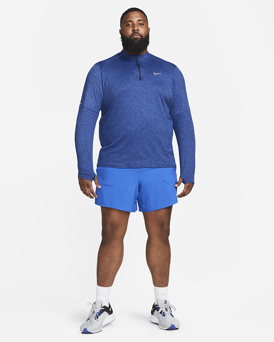 Camisola de running Dri-FIT com fecho até meio Nike para homem - Obsidian/Game Royal/Heather