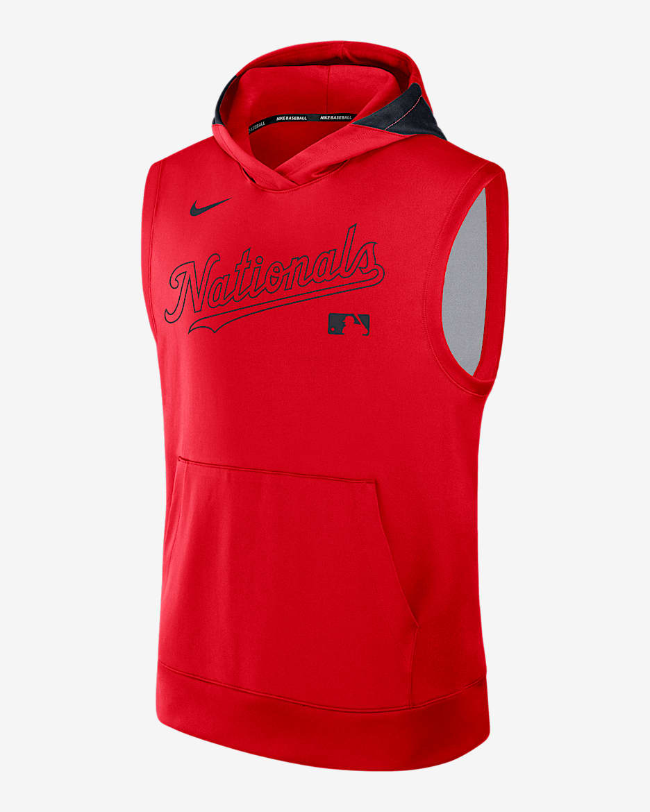 Sudadera con gorro sin cierre ni mangas Nike Dri-FIT de la MLB para hombre Washington Nationals Authentic Collection - Rojo
