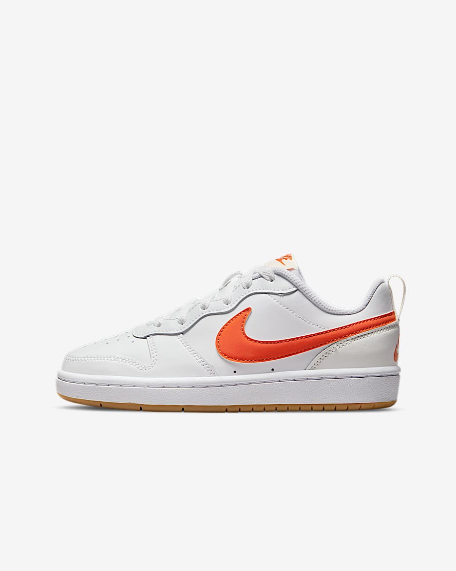 Nike Court Borough Low 2 Big Kids' Shoes - White/Summit White/Sail/Orange