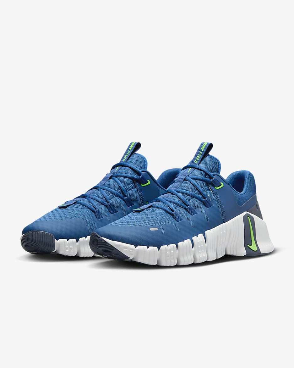 Nike Free Metcon 5 Men's Workout Shoes - Court Blue/Thunder Blue/Platinum Tint/Green Strike