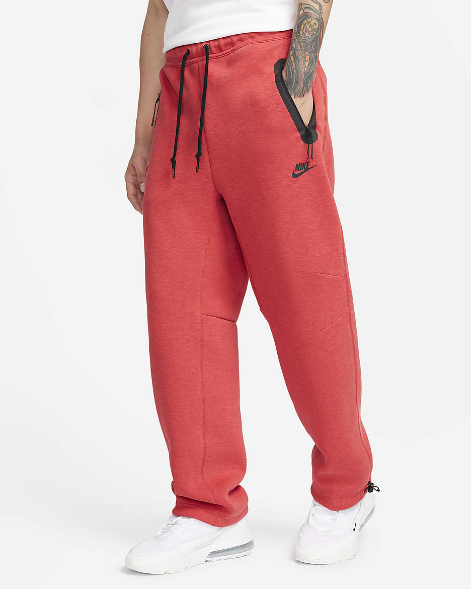 Nike Sportswear Tech Fleece Men's Open-Hem Sweatpants - Light University Red Heather/Black