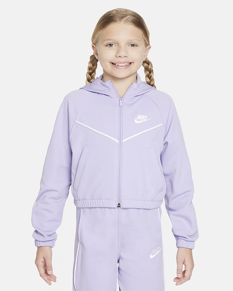 Nike Sportswear Older Kids' (Girls') Tracksuit - Hydrangeas/Hydrangeas/White/White