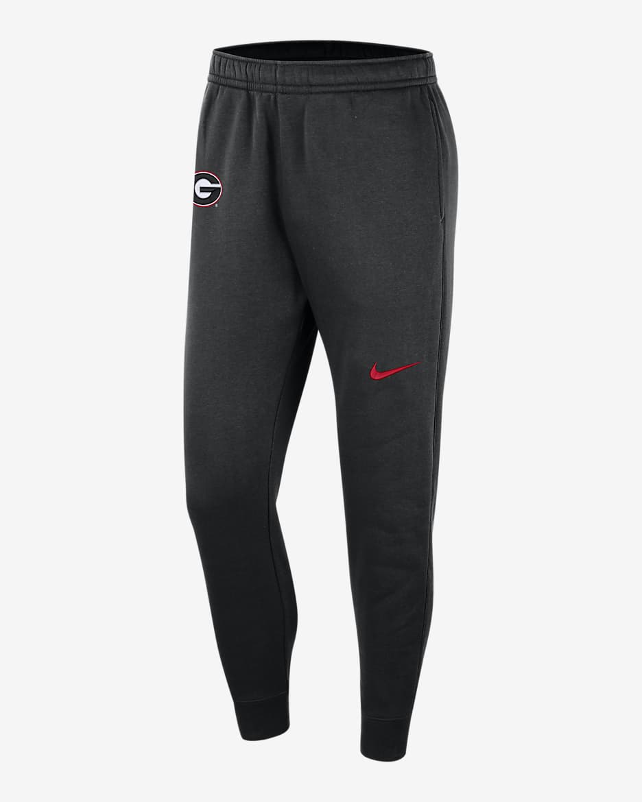 Georgia Club Fleece Men's Nike College Pants - Black/Black/University Red