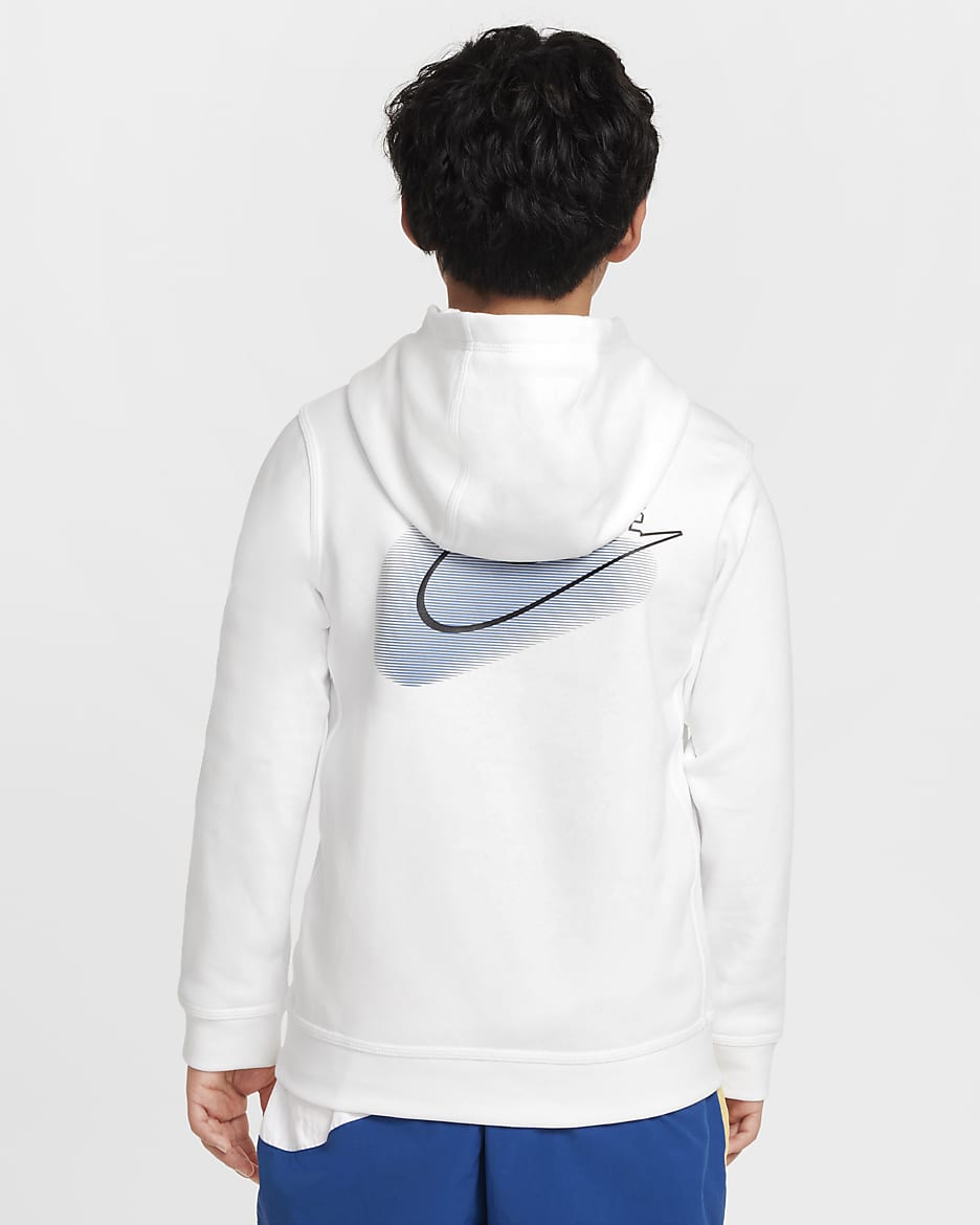 Dzianinowa bluza z kapturem dla dużych dzieci (chłopców) Nike Sportswear Standard Issue - Biel