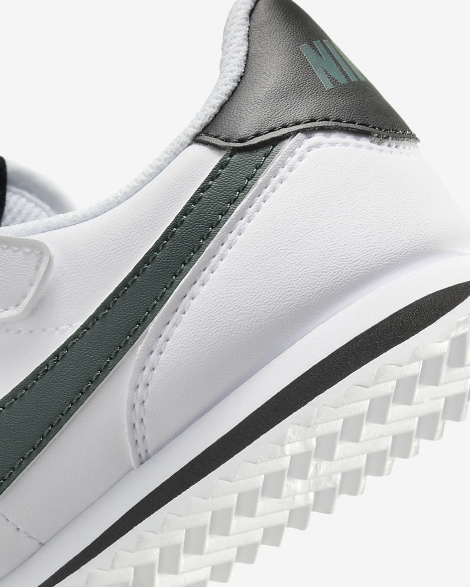 Nike Cortez EasyOn Younger Kids' Shoes - White/Black/Vintage Green