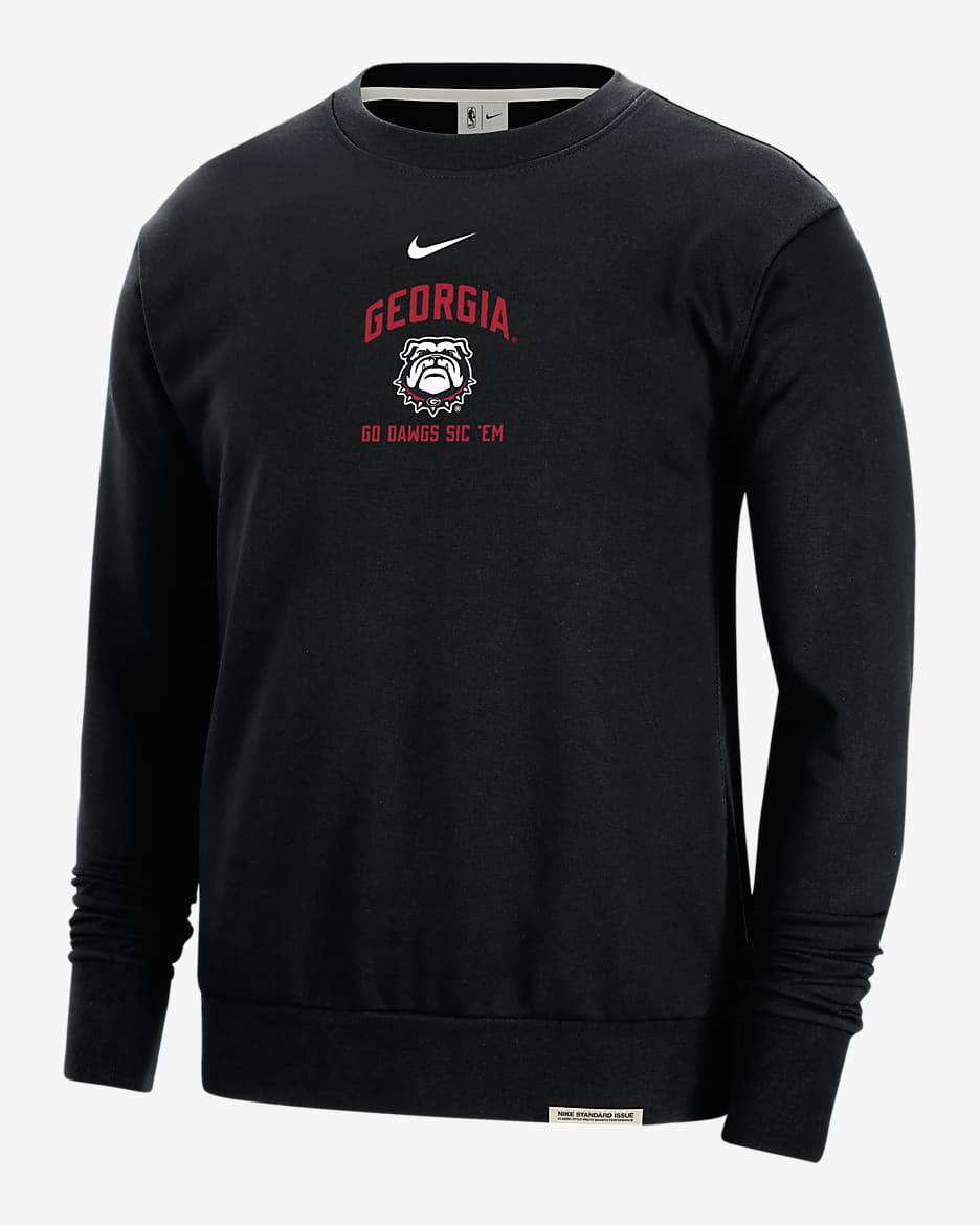 Sudadera de cuello redondo universitaria Nike de tejido Fleece para hombre Georgia Standard Issue - Negro