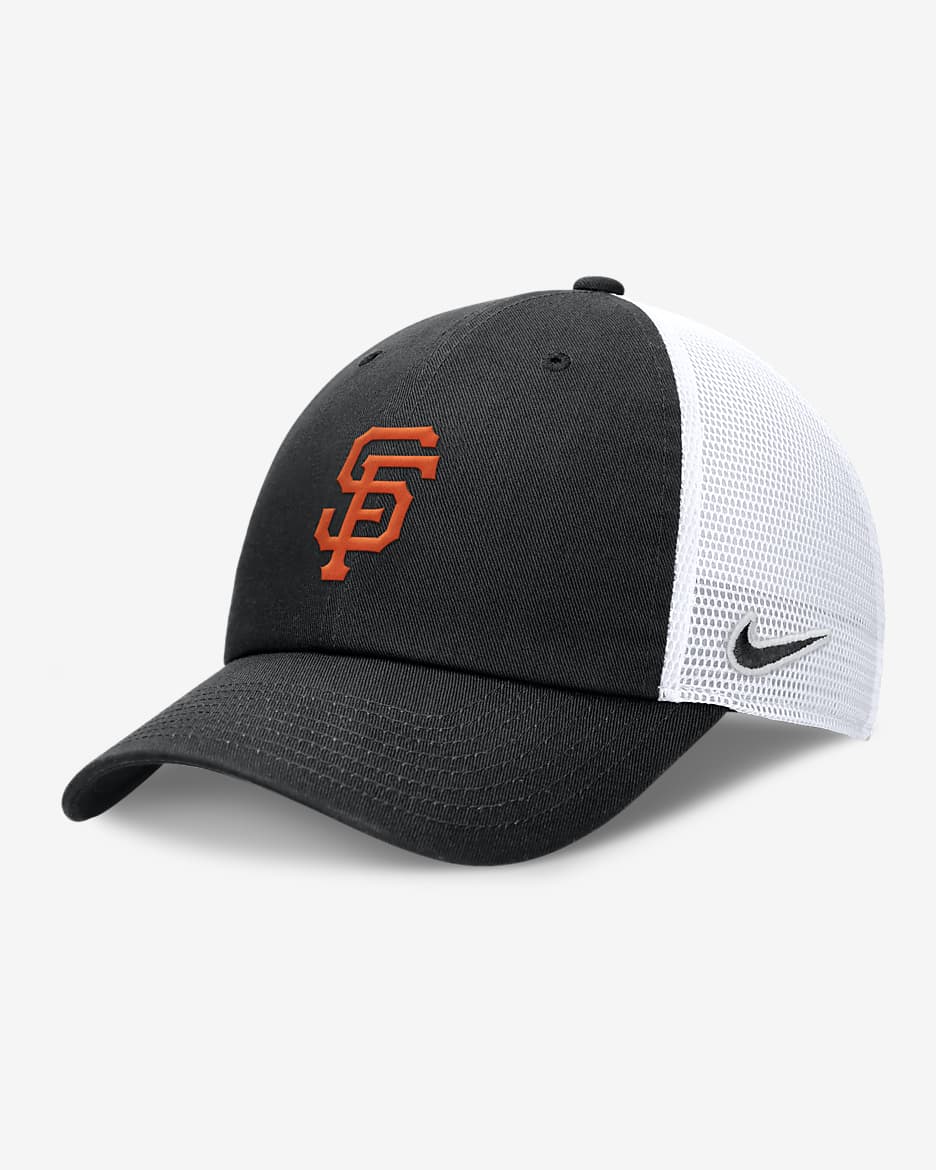 San Francisco Giants Evergreen Club Men's Nike MLB Trucker Adjustable Hat - Black