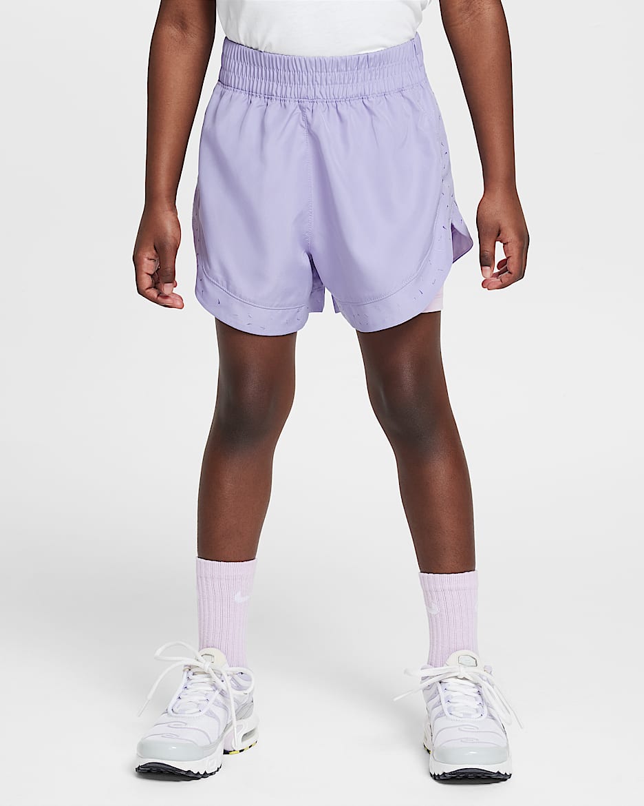 Nike Dri-FIT Sunny Swoosh Little Kids' 2-Fer Shorts - Hydrangeas