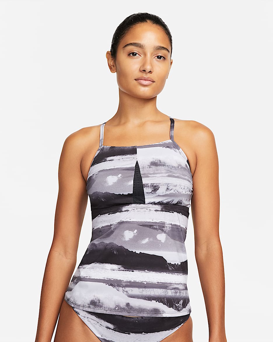 Tankini con tirantes de espalda cruzada Nike Adventure para mujer - Negro