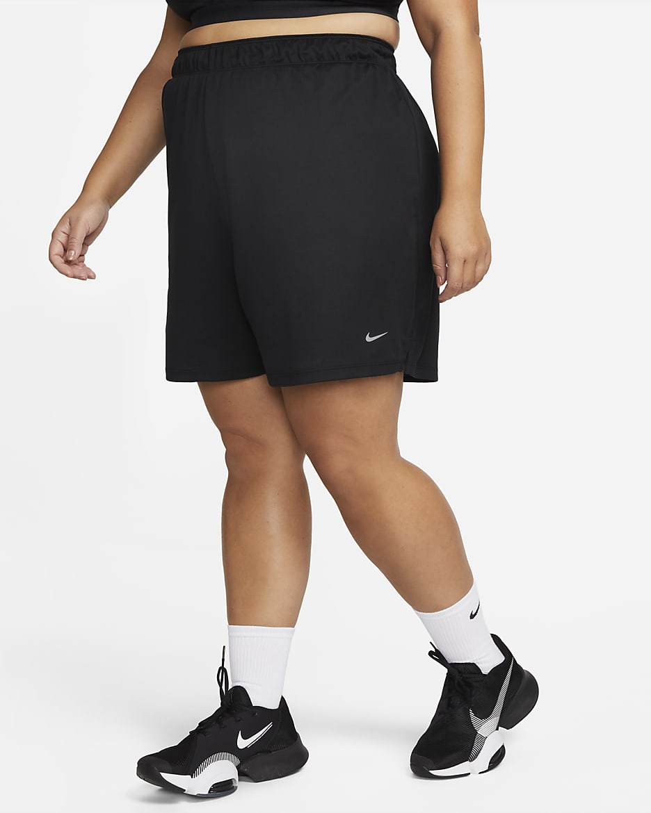 Nike Dri-FIT Attack Women's Mid-Rise 5" Unlined Shorts (Plus Size) - Black/Black/White