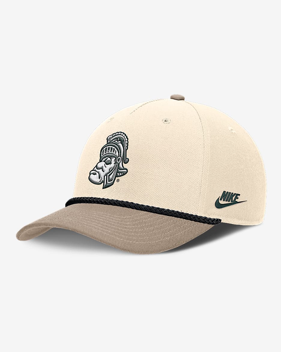 Gorra universitaria Nike ajustable para hombre Michigan State Legacy Rise - Caqui/Natural