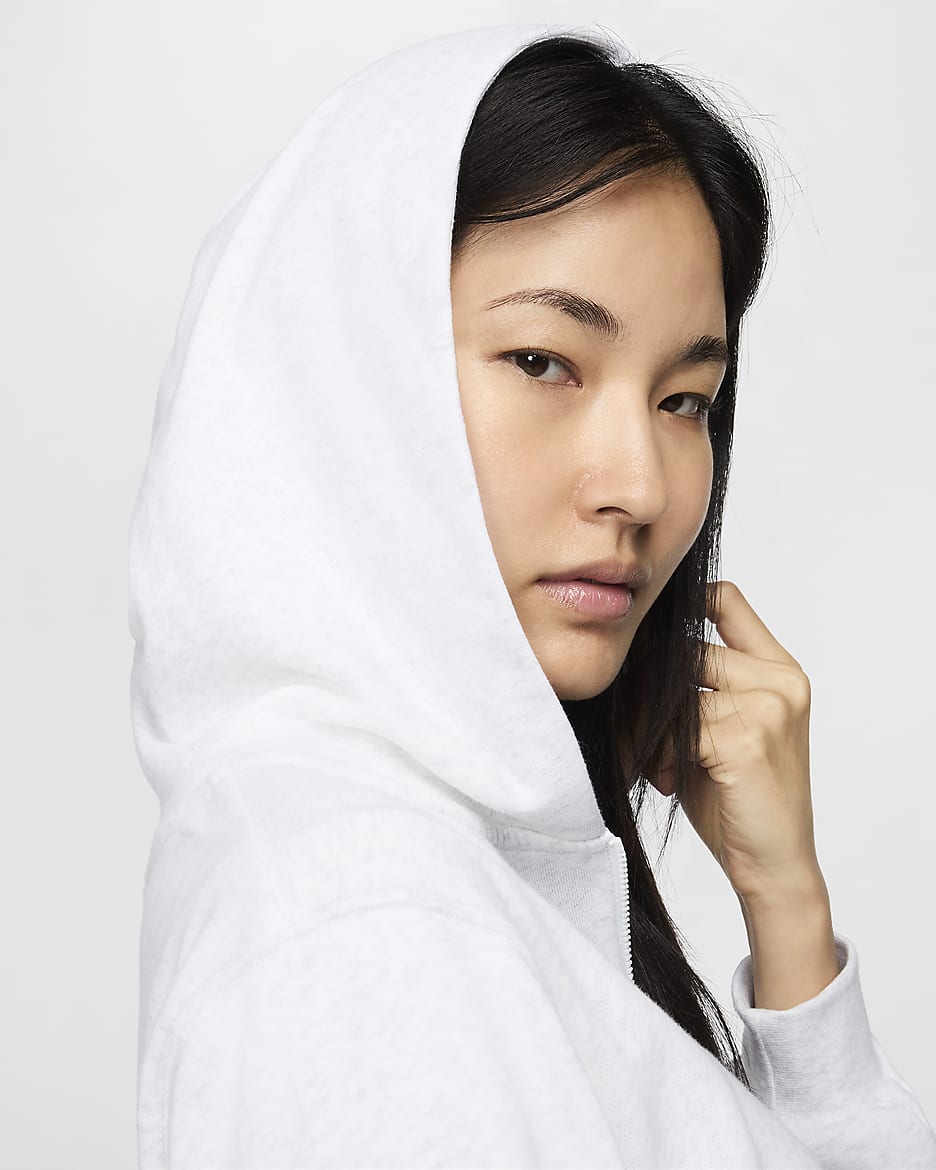 Nike Sportswear Chill Terry 女款寬鬆全長式拉鍊法國毛圈布連帽上衣 - Birch Heather/Light Orewood Brown