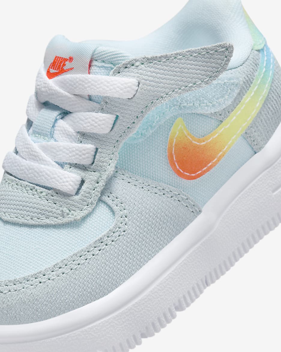 Nike Force 1 Low EasyOn Baby/Toddler Shoes - Glacier Blue/Light Lemon Twist/Aquarius Blue/Total Orange