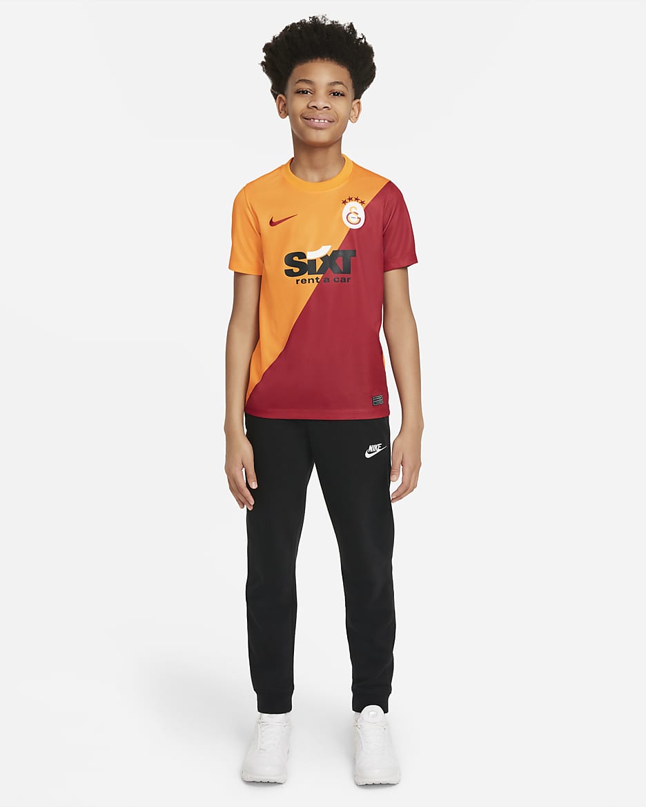 Galatasaray Home Kurzarm-Fußballoberteil für ältere Kinder - Vivid Orange/Pepper Red/Pepper Red