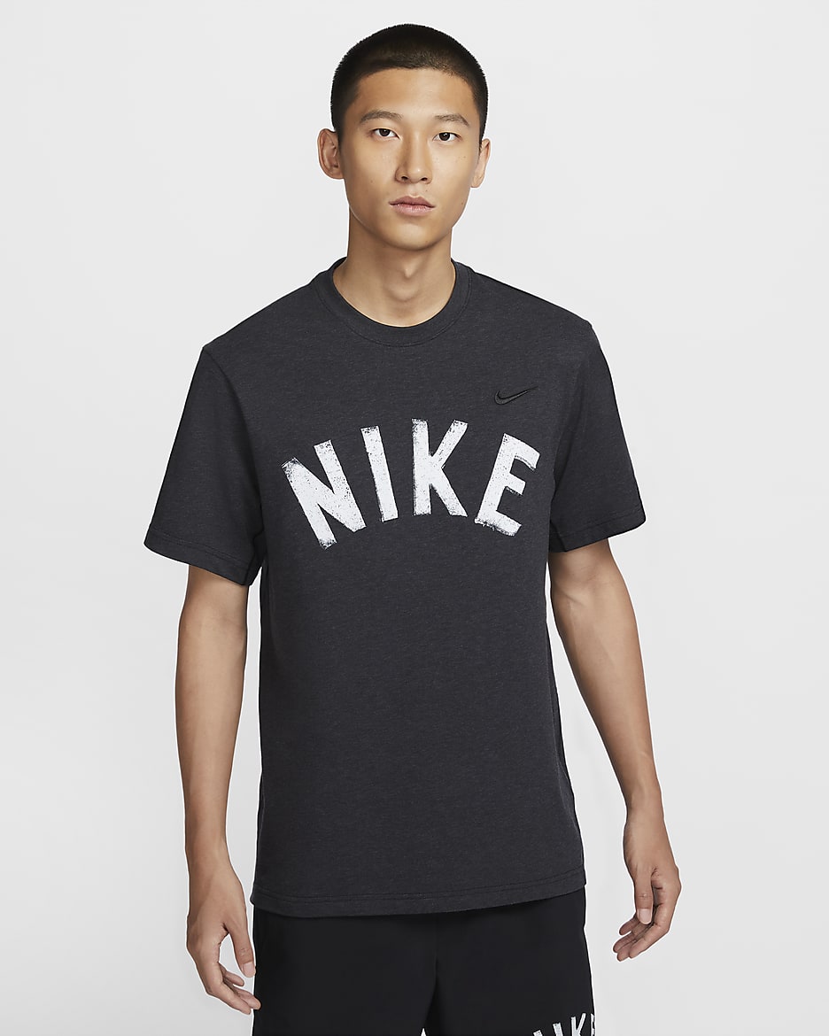 Nike Primary Swoosh Men's Dri-FIT Short-Sleeve Versatile Top - Black/Anthracite/Heather/Black
