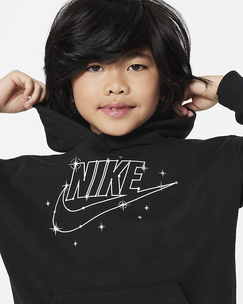 Nike Sportswear Shine Fleece Pullover Hoodie Little Kids Hoodie - Black