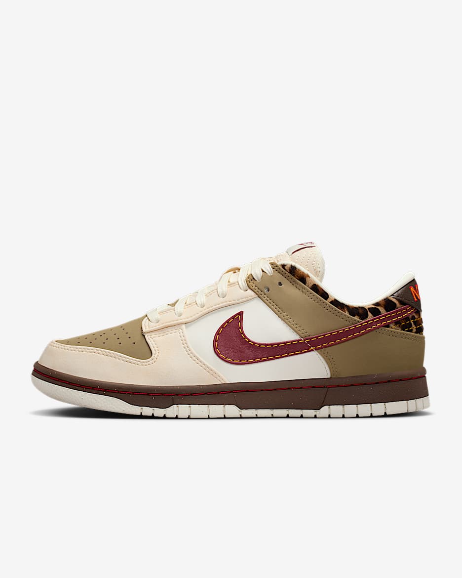 Nike Dunk Low Women's Shoes - Khaki/Baroque Brown/Pearl White/Team Red