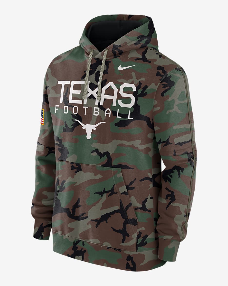 Texas Longhorns Military Appreciation Club Men’s Nike College Pullover Hoodie - Medium Olive