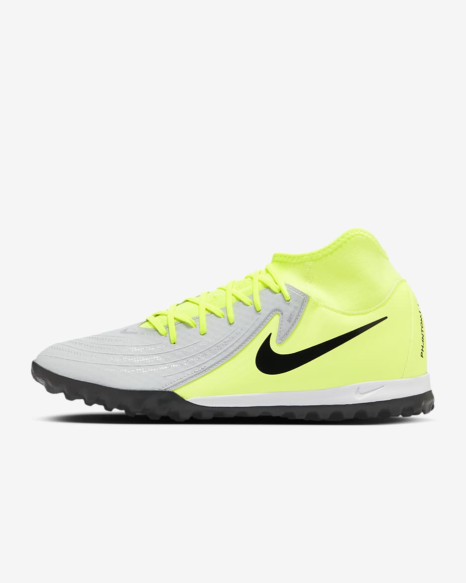 Nike Phantom Luna 2 Academy TF High-Top Football Shoes - Metallic Silver/Volt/Black