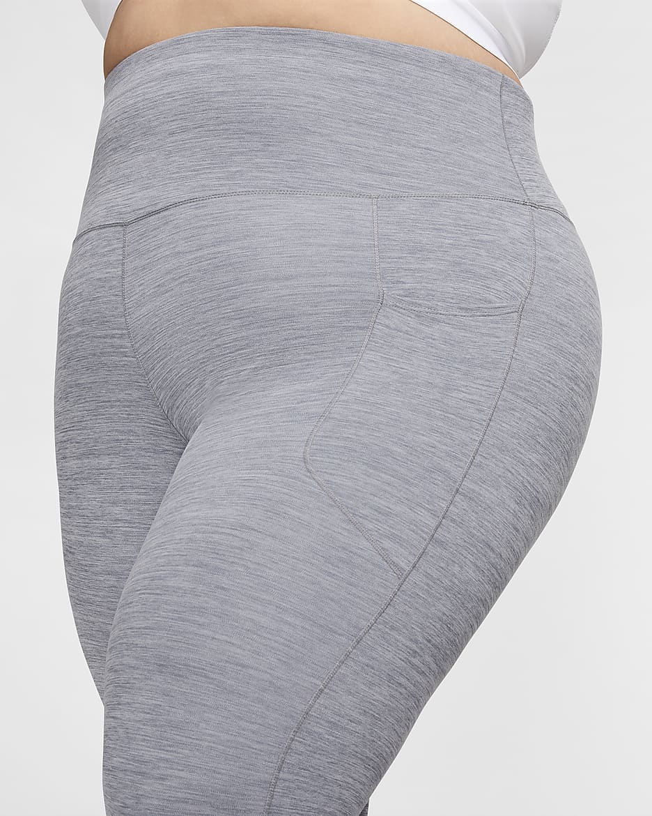 Nike One Women's High-Waisted 7/8 Leggings with Pockets (Plus Size) - Smoke Grey/Heather/Black