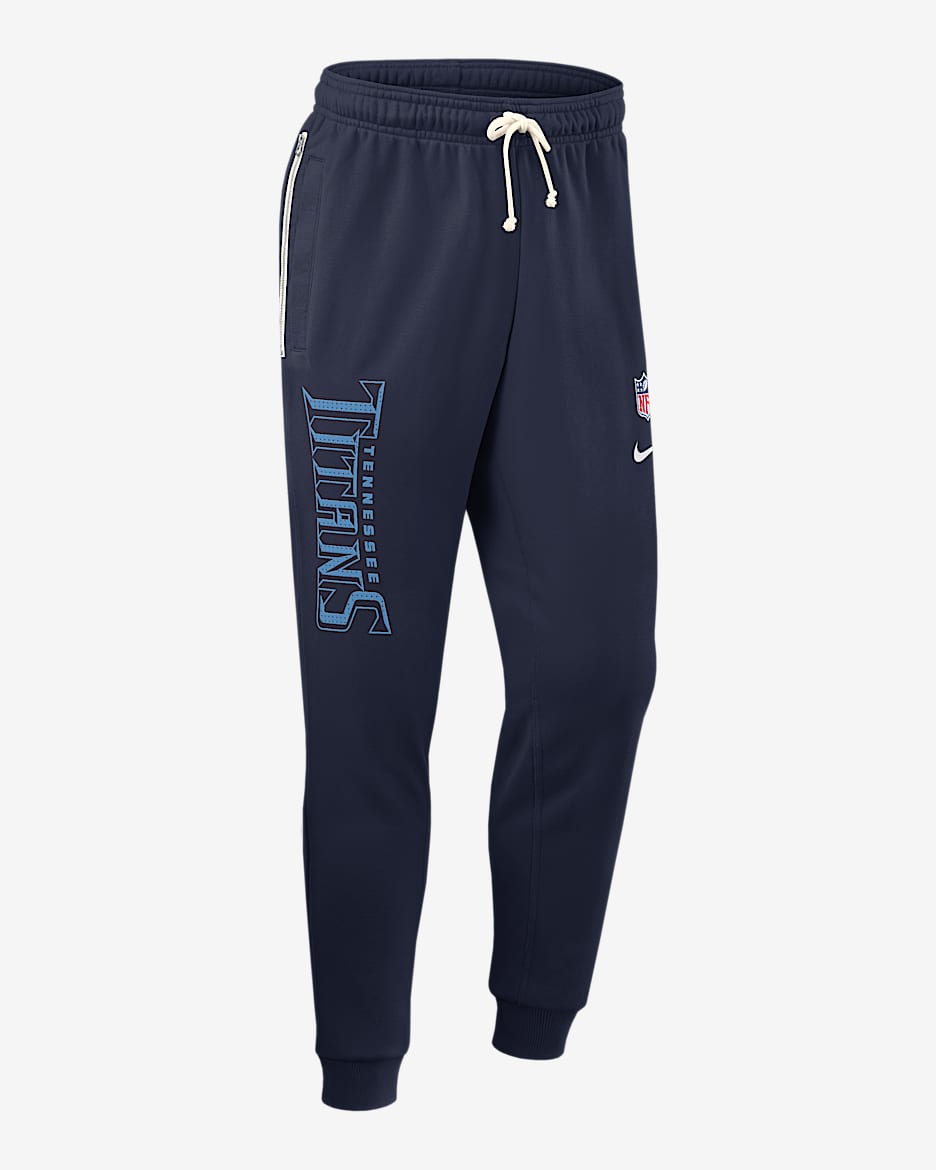 Pants Nike Dri-FIT de la NFL de pierna entallada para hombre Tennessee Titans Ground Game Sideline - Azul marino