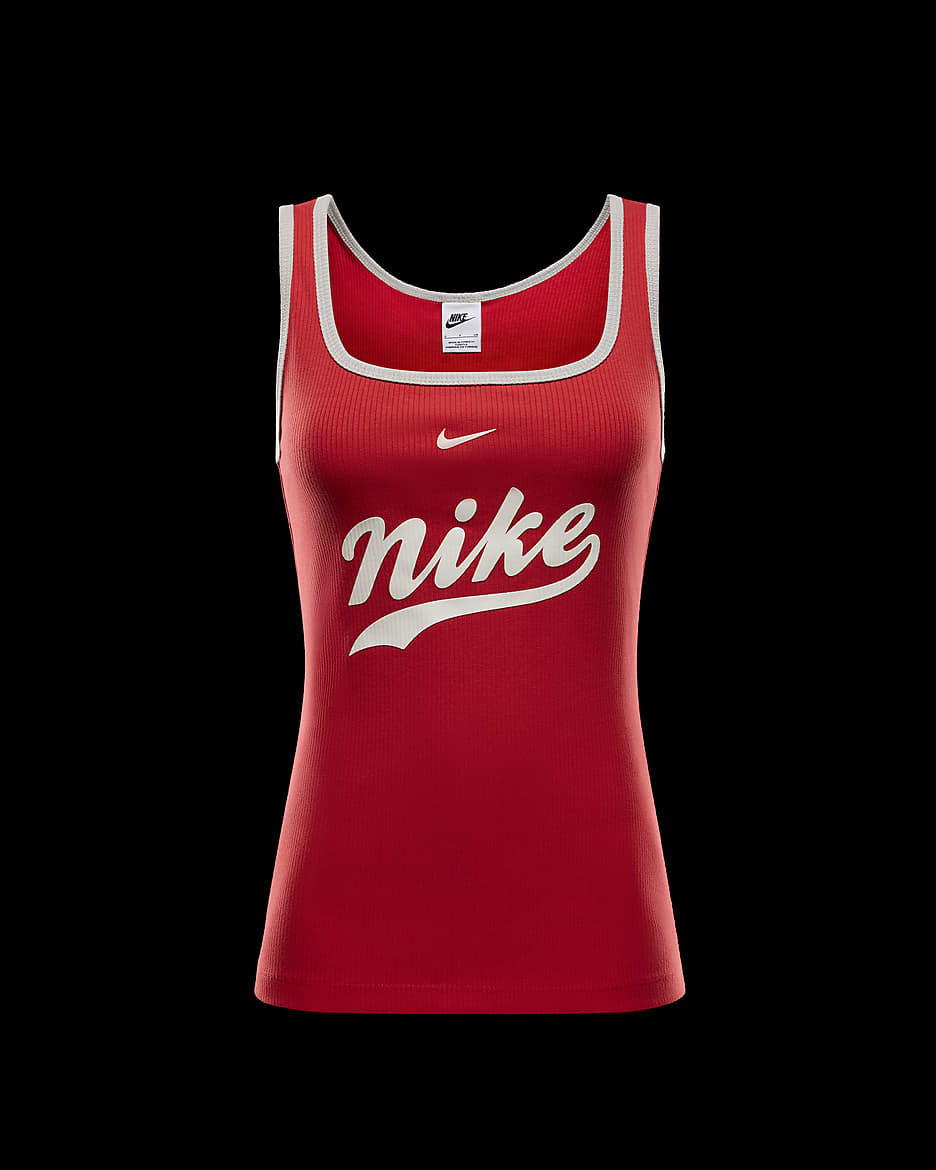 Nike Sportswear Women's Square-Neck Tank Top - Fire Red/Light Iron Ore