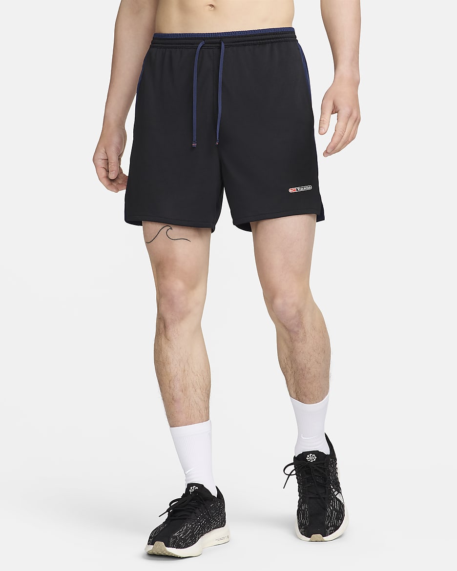 Nike Track Club Men's Dri-FIT 5" Brief-Lined Running Shorts - Black/Midnight Navy/Summit White