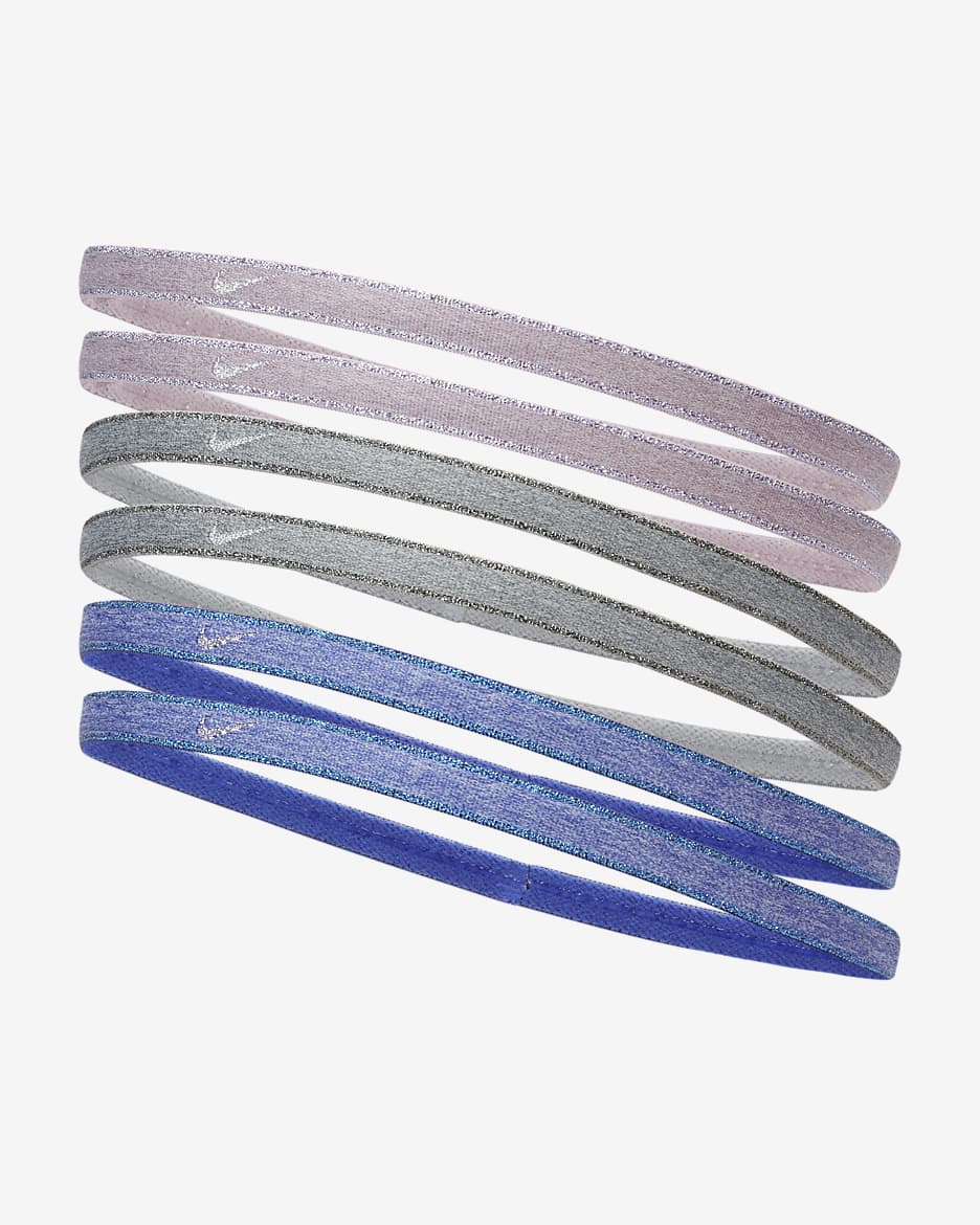 Nike Swoosh Sport Metallic haarband (6 stuks) - Meerkleurig/Plum Fog/Particle Grey