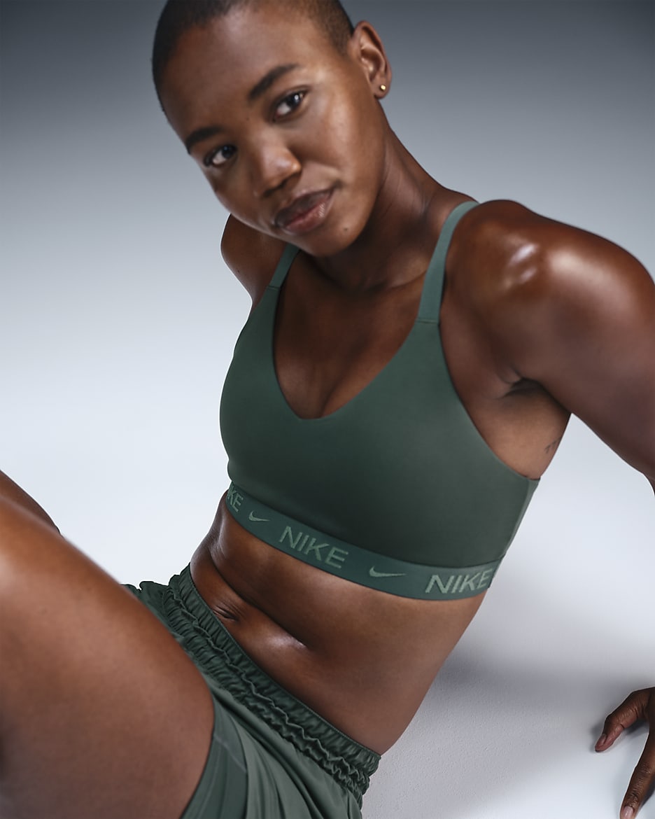 Nike Indy Medium-Support Women's Padded Adjustable Sports Bra - Vintage Green