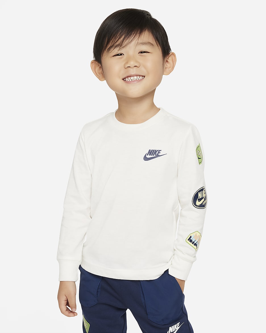 ナイキ レトロ ステッカー ベビー ロングスリーブ グラフィック Tシャツ - セイル