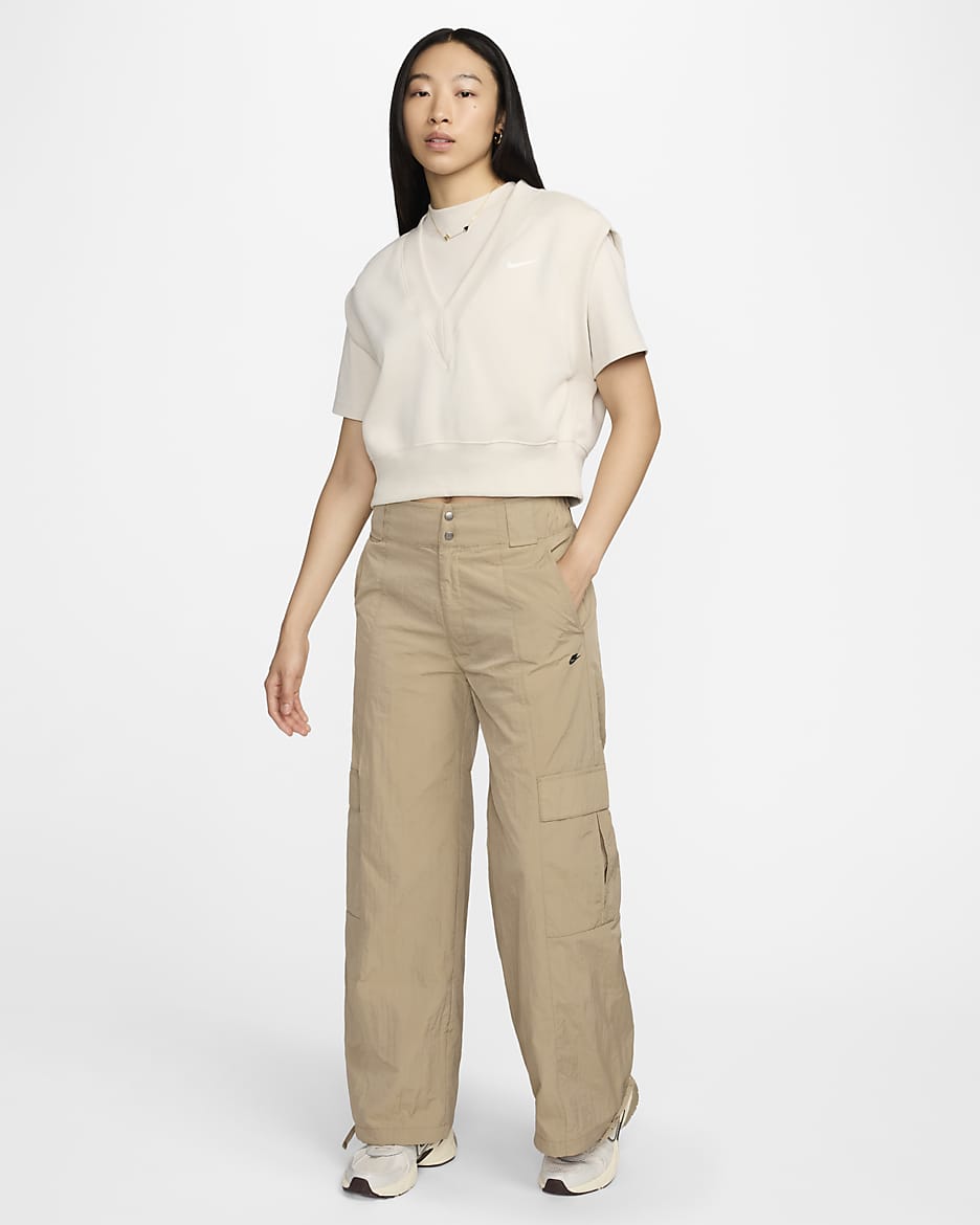 Nike Sportswear Women's High-Waisted Woven Cargo Trousers - Khaki/Black