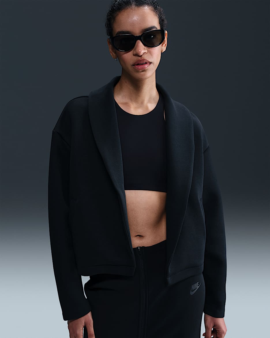 Blazer oversized para mujer Nike Sportswear Tech Fleece - Negro/Negro