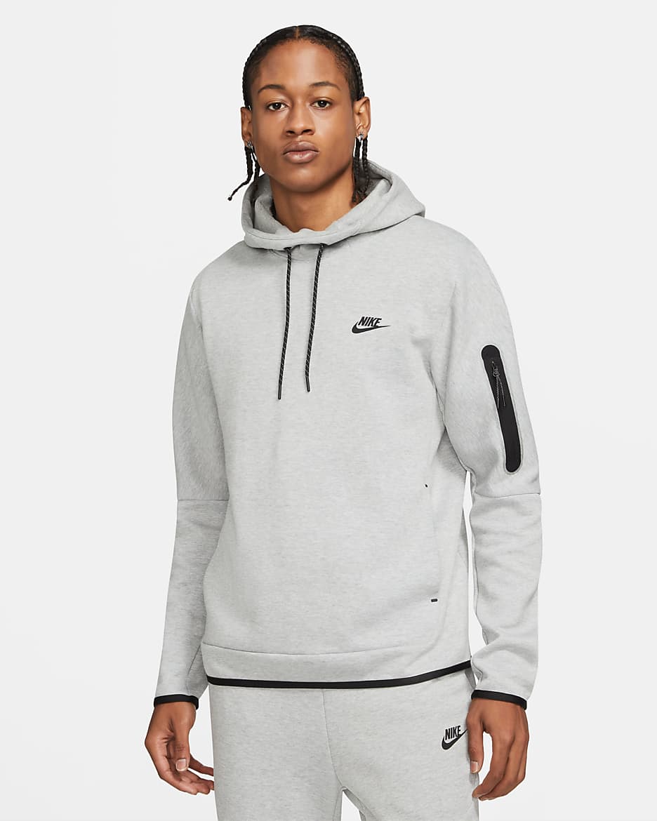 Sudadera con gorro sin cierre para hombre Nike Sportswear Tech Fleece - Gris oscuro jaspeado/Negro