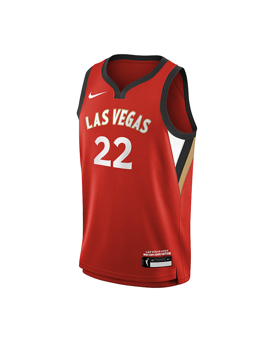 A'ja Wilson Las Vegas Aces 2024 Explorer Edition Big Kids' Nike Dri-FIT WNBA Swingman Jersey - University Red