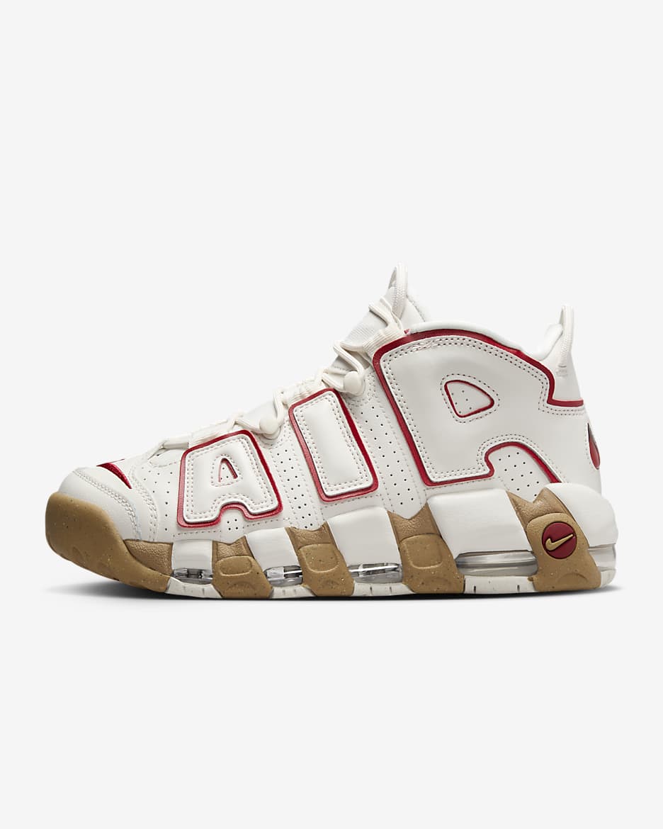 Calzado para mujer Nike Air More Uptempo - Fantasma/Marrón claro goma/Transparente/Rojo gimnasio