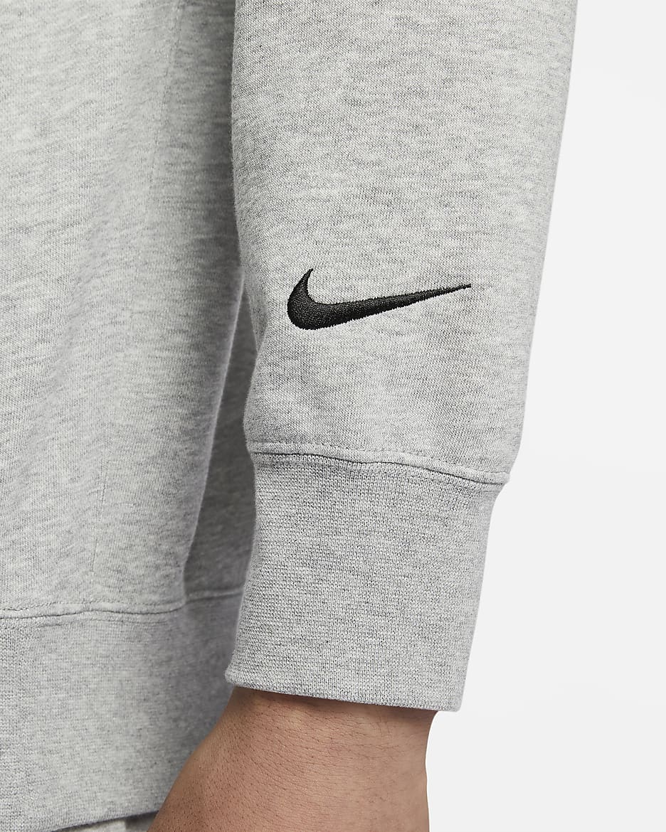 Nike Sportswear Men's French Terry Crew-Neck Sweatshirt - Dark Grey Heather/Black