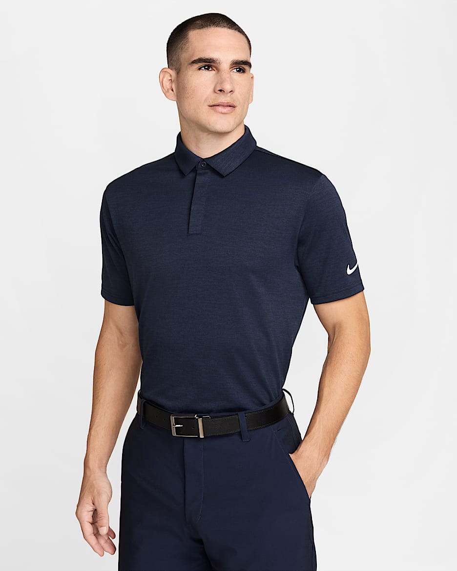 Nike Tour Men's Dri-FIT Jacquard Golf Polo - Midnight Navy/Black/White