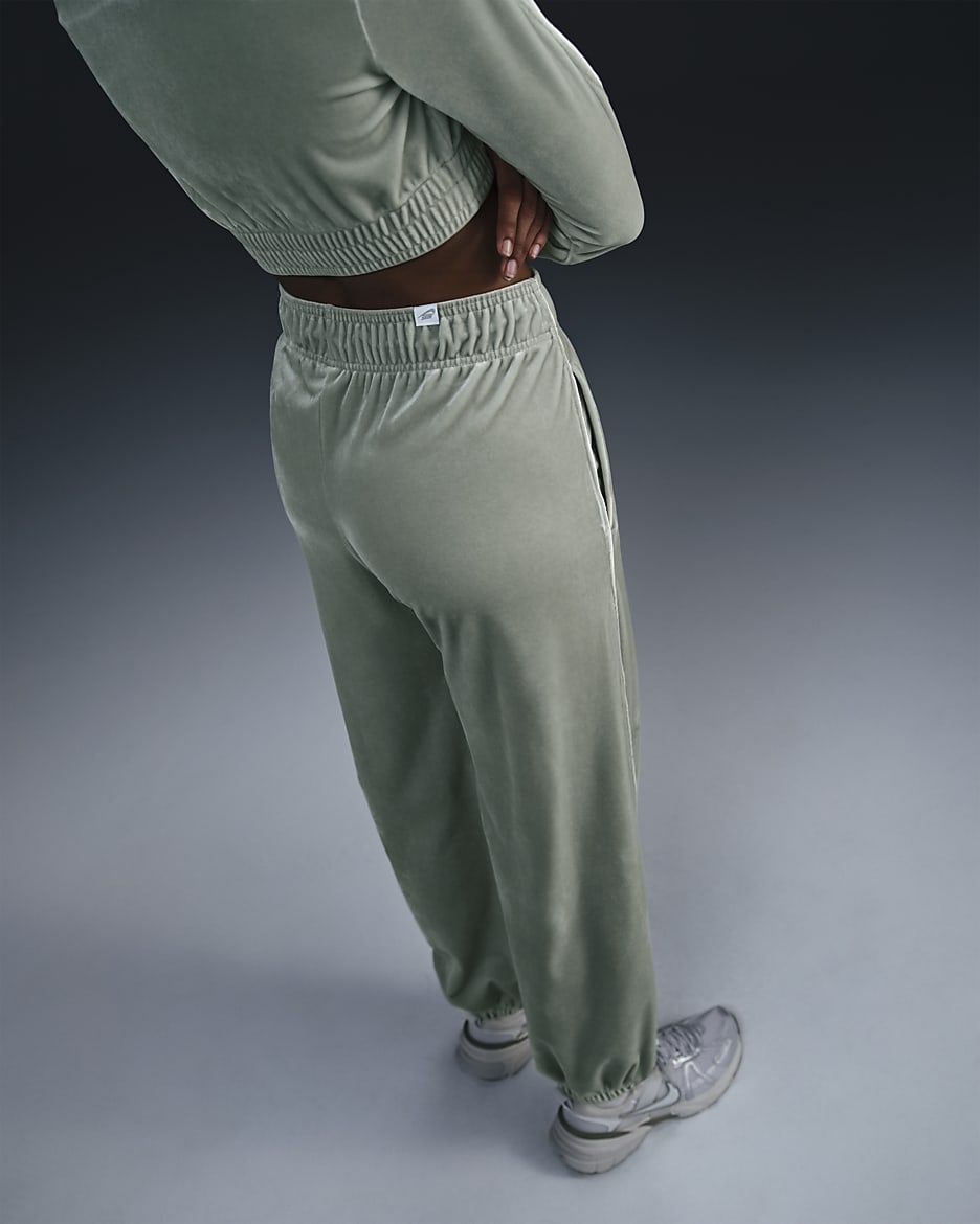 Pantaloni jogger in velour a vita media Nike Sportswear Collection – Donna - Jade Horizon/Sail/Sail