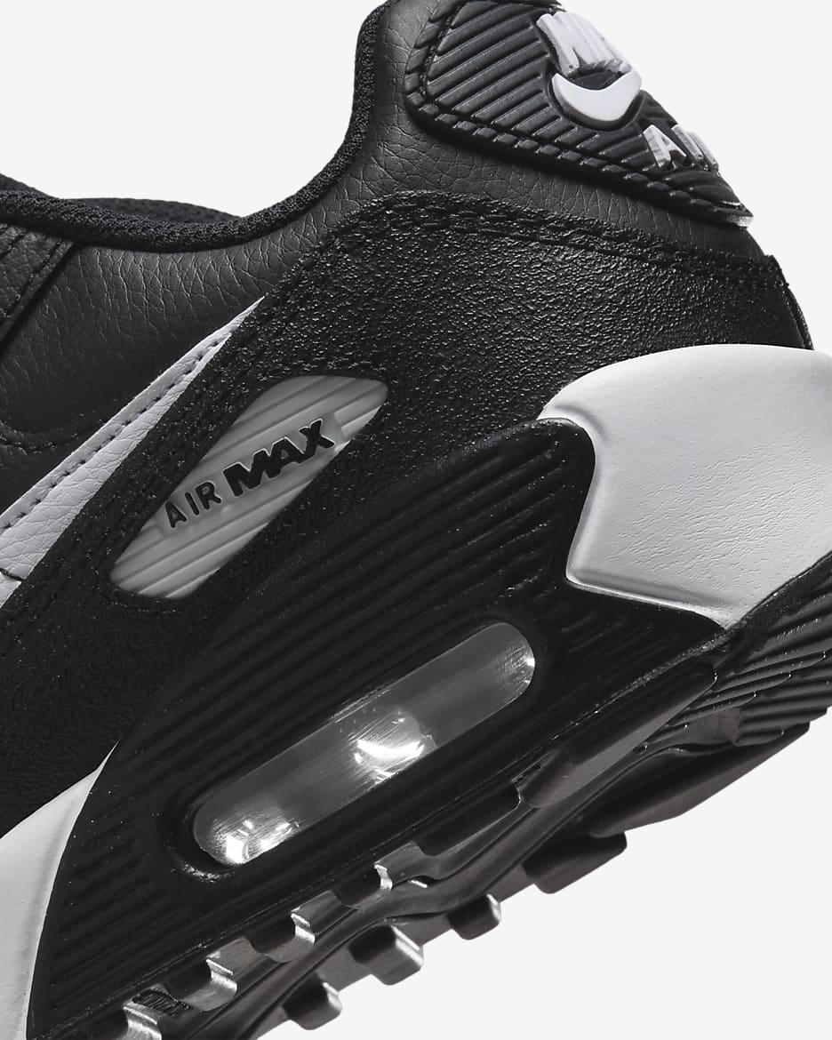 Tenis para niños grandes Nike Air Max 90 - Negro/Negro/Blanco