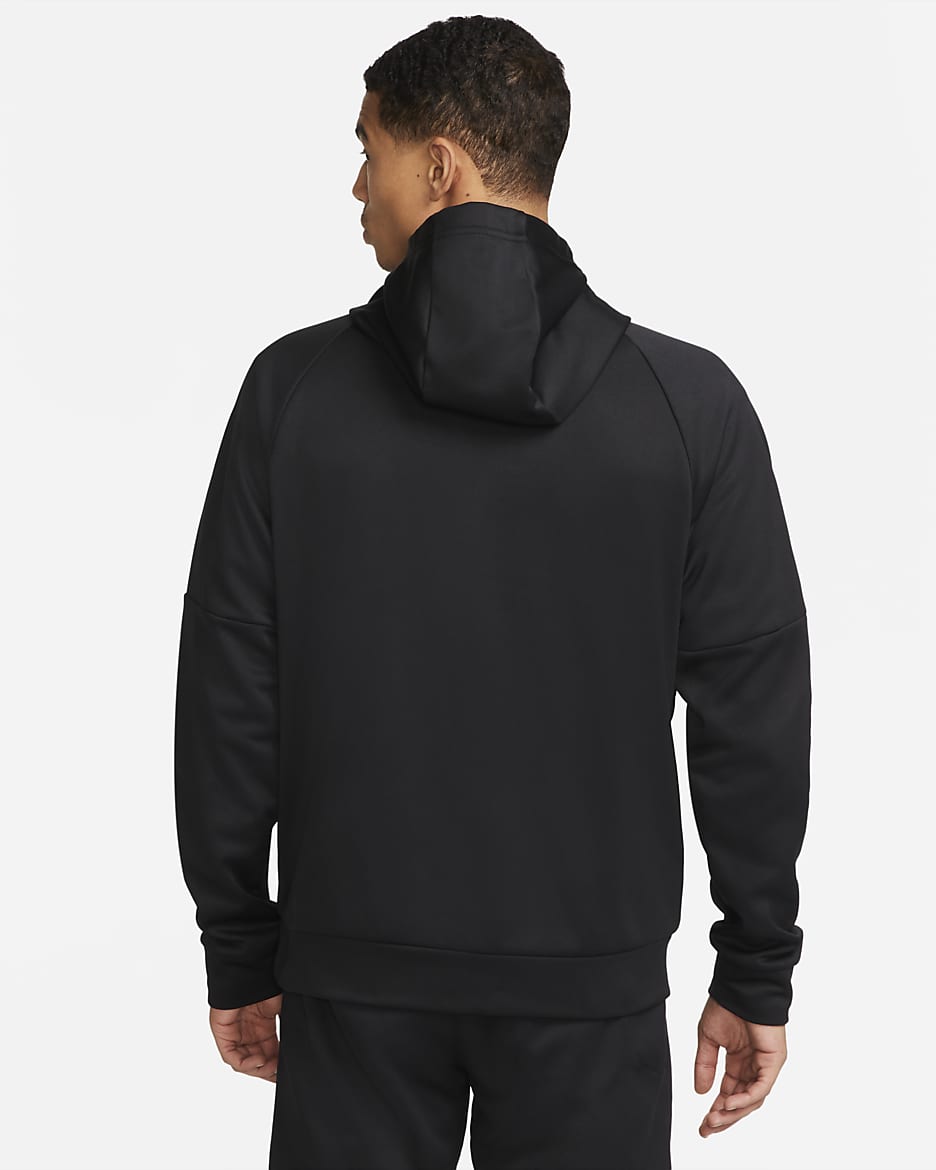 Nike Therma-FIT Men's Pullover Fitness Hoodie - Black/Black/Charcoal Heather/White