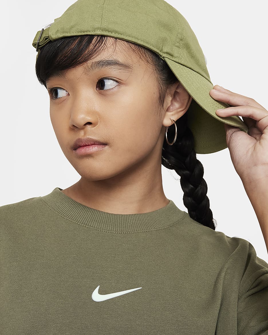 Nike Sportswear Older Kids' (Girls') Dri-FIT Crew-Neck Sweatshirt - Medium Olive