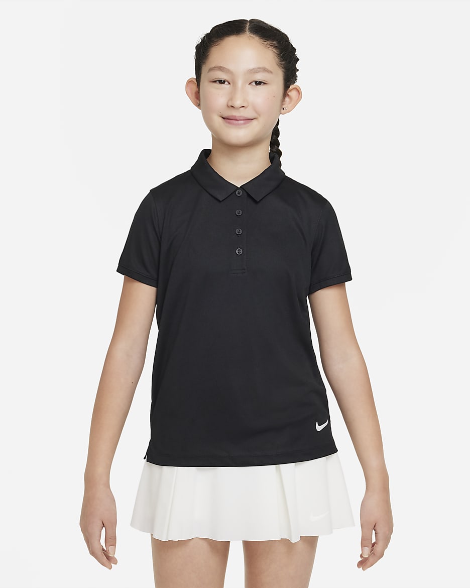 Nike Dri-FIT Victory Older Kids' (Girls') Golf Polo - Black/White