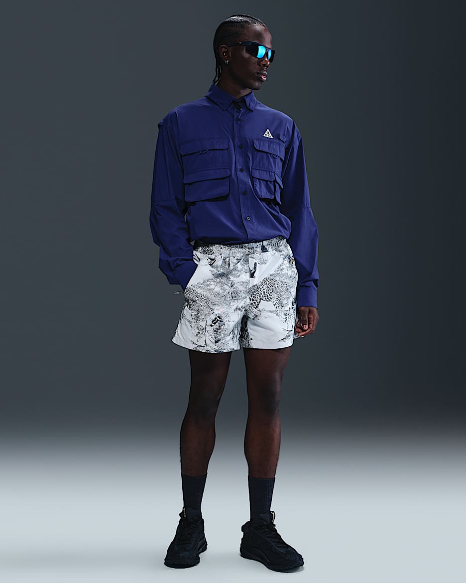 Shorts estampados para hombre Nike ACG "Reservoir Goat" - Gris fútbol/Trueno azul/Blanco cumbre